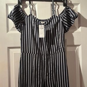 ABERCROMBIE KIDS GIRLS ROMPER COLOR NAVY BLUE & WHITE SIZE 13/14 NEW